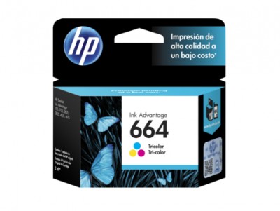 Cartucho HP 664, Cian, Magenta, Amarillo, F6V28AL