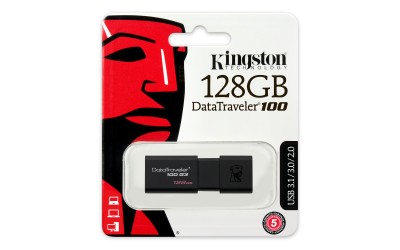 Memoria USB Kingston Technology , 128 GB, USB 3.0, 100 MB/s, 10 MB/s, Negro DT100G3/128GB