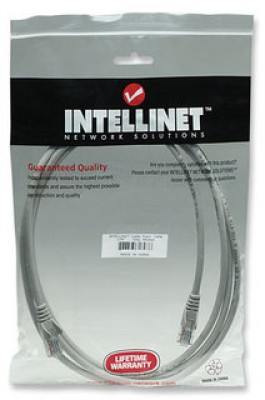 Cable de parcheo INTELLINET, 1 m, RJ-45, RJ-45, Macho/Macho, Gris