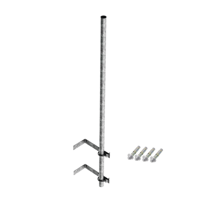 Mástil de 3 m de 1-1/4&quot; diámetro ced. 30 con Herrajes para Sujeción a Pared.