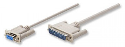 Cable Null Modem Serial MANHATTAN, DB9, DB25, Macho/hembra, 1,8 m