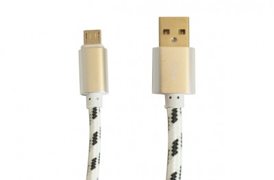 Cable Usb A Micro Usb, 2 Mts Ovaltech Ovcab-U007 Nylon B/N